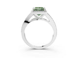 White gold Fancy Green Princess  Halo Split Shank Pave Diamond Ring with Four-Prong Setting_32