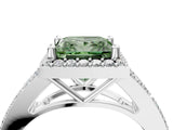 White gold Fancy Green Princess  Halo Split Shank Pave Diamond Ring with Four-Prong Setting_33