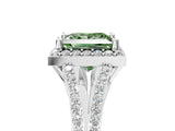 White gold Fancy Green Princess  Halo Split Shank Pave Diamond Ring with Four-Prong Setting_34