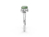 White gold Fancy Green Princess  Halo Split Shank Pave Diamond Ring with Petal Prong Setting_34
