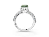 White gold Fancy Green Princess  Halo Split Shank Pave Diamond Ring with Petal Prong Setting_35