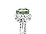 White gold Fancy Green Princess  Halo Split Shank Pave Diamond Ring with Petal Prong Setting_37