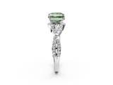 White gold Fancy Green Princess  Halo Twist Band Solitaire Prong Setting Ring_2