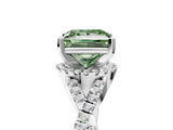 White gold Fancy Green Princess  Halo Twist Band Solitaire Prong Setting Ring_5