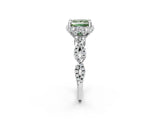 White gold Fancy Green Princess  Halo Twist Band Solitaire Ring with Six-Prong Setting_34
