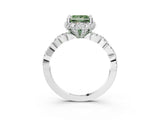 White gold Fancy Green Princess  Halo Twist Band Solitaire Ring with Six-Prong Setting_35