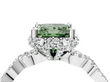 White gold Fancy Green Princess  Halo Twist Band Solitaire Ring with Six-Prong Setting_36
