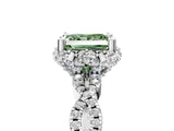 White gold Fancy Green Princess  Halo Twist Band Solitaire Ring with Six-Prong Setting_37