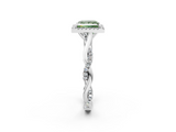 White gold Fancy Green Princess  Halo Twist Band Solitaire Ring_2