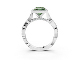White gold Fancy Green Princess  Halo Twist Band Solitaire Ring_3