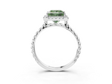 White gold Fancy Green Princess  Halo Twisted Band Four-Prong Diamond Ring_3