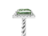 White gold Fancy Green Princess  Halo Twisted Band Four-Prong Diamond Ring_5