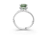 White gold Fancy Green Princess  Halo Twisted Band Four-Prong Ring_36
