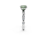 White gold Fancy Green Princess  Milgrain Bezel Diamond Engagement Ring with Solitaire Prong Setting_31