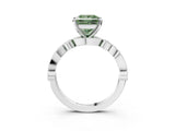 White gold Fancy Green Princess  Milgrain Bezel Diamond Engagement Ring with Solitaire Prong Setting_33