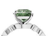 White gold Fancy Green Princess  Milgrain Bezel Diamond Engagement Ring with Solitaire Prong Setting_34