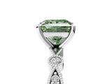 White gold Fancy Green Princess  Milgrain Bezel Diamond Engagement Ring with Solitaire Prong Setting_34