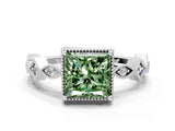 White gold Fancy Green Princess  Milgrain Marquise Diamond Twist Band Ring_62