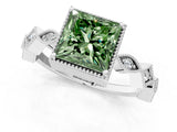 White gold Fancy Green Princess  Milgrain Marquise Diamond Twist Band Ring_63