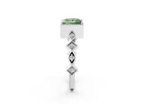 White gold Fancy Green Princess  Milgrain Marquise Diamond Twist Band Ring_64