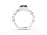 White gold Fancy Green Princess  Milgrain Marquise Diamond Twist Band Ring_65