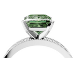 White gold Fancy Green Princess  Milgrain Pave Diamond Engagement Ring with Four-Prong Setting_4