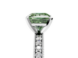 White gold Fancy Green Princess  Milgrain Pave Diamond Engagement Ring with Four-Prong Setting_5