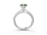 White gold Fancy Green Princess  Solitaire Beaded Band Six-Prong Setting_3