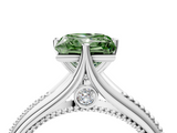 White gold Fancy Green Princess  Solitaire Beaded Band Six-Prong Setting_4