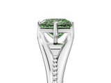 White gold Fancy Green Princess  Solitaire Beaded Band Six-Prong Setting_5