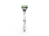 White gold Fancy Green Princess  Solitaire Beaded Band with Four-Prong Setting_2