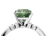 White gold Fancy Green Princess  Solitaire Beaded Band with Four-Prong Setting_4