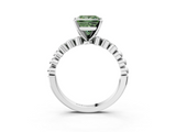 White gold Fancy Green Princess  Solitaire Bezel Accent Diamond Engagement Ring with Beaded Band and Four-Prong Setting_3