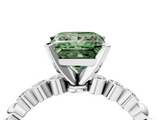 White gold Fancy Green Princess  Solitaire Bezel Accent Diamond Engagement Ring with Beaded Band and Four-Prong Setting_4