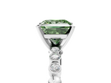 White gold Fancy Green Princess  Solitaire Bezel Accent Diamond Engagement Ring with Beaded Band and Four-Prong Setting_5