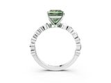 White gold Fancy Green Princess  Solitaire Bezel-Set Diamond Ring with Beaded Band and Four-Prong Setting_31