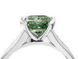 White gold Fancy Green Princess  Solitaire Bezel-Set Diamond Ring with Channel-Set Band_4
