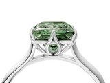 White gold Fancy Green Princess  Solitaire Cathedral Diamond Ring with Six-Prong Setting_4