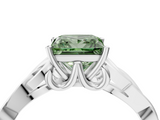 White gold Fancy Green Princess  Solitaire Celtic Knot Engagement Ring with Four-Prong Setting_4