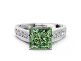 White gold Fancy Green Princess  Solitaire Channel-Set Diamond Engagement Ring with Four-Prong Setting_34