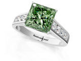 White gold Fancy Green Princess  Solitaire Channel-Set Diamond Engagement Ring with Four-Prong Setting_35