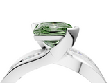 White gold Fancy Green Princess  Solitaire Channel-Set Split Shank Ring with Tension Prong Setting_7