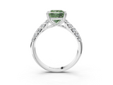 White gold Fancy Green Princess  Solitaire Chevron Pave Diamond Engagement Ring with Six-Prong Setting_3