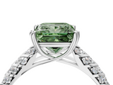 White gold Fancy Green Princess  Solitaire Chevron Pave Diamond Engagement Ring with Six-Prong Setting_4