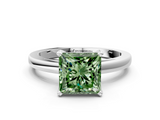 White gold Fancy Green Princess  Solitaire Diamond Engagement Ring with Four-Prong Setting on a Classic Band_3