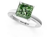 White gold Fancy Green Princess  Solitaire Diamond Engagement Ring with Four-Prong Setting on a Classic Band_4