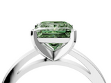 White gold Fancy Green Princess  Solitaire Diamond Engagement Ring with Four-Prong Setting on a Classic Band_7