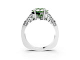 White gold Fancy Green Princess  Solitaire Diamond Engagement Ring with Pave Band and Four-Prong Setting 3