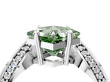 White gold Fancy Green Princess  Solitaire Diamond Engagement Ring with Pave Band and Four-Prong Setting 4