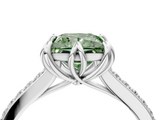 White gold Fancy Green Princess  Solitaire Diamond Engagement Ring with Pave Band and Six-Prong Setting_4